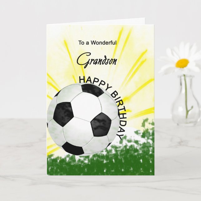 Grandson Birthday Soccer Card Karte (Kleine Pflanze)