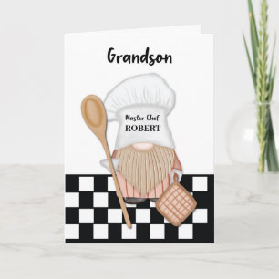 Grandson Birthday Whimsical Gnome Koch Cooking Karte