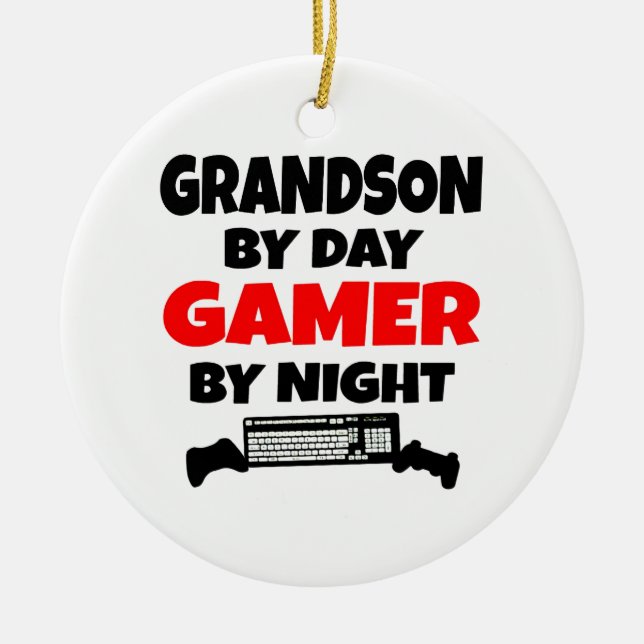Grandson by Day Gamer by Night Keramik Ornament (Vorne)