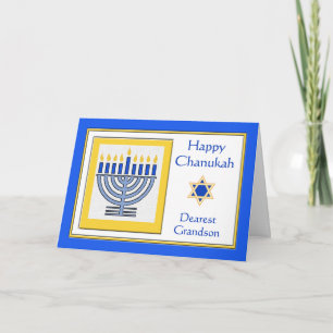 Grandson Chanukah Contemporary Menorah Karte