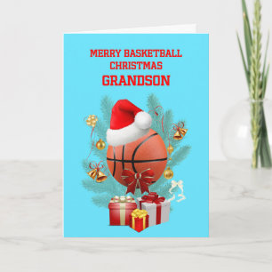 Grandson Christmas Basketball Feiertagskarte