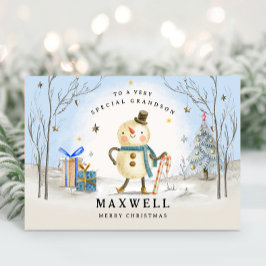 Grandson Christmas Card, Blue Holiday Card Feiertagskarte