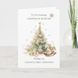 Grandson Christmas Tree Rocking Horse Nutcracker Karte