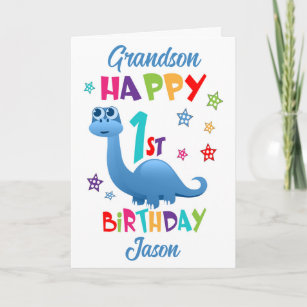 Grandson Dinosaur 1. Geburtstag Karte