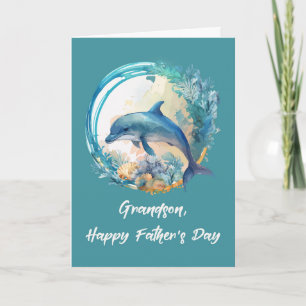 Grandson Dolphin Vatertag Ozeanwellen des Lebens Karte