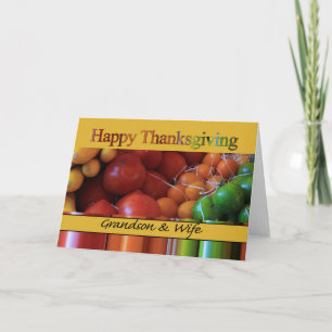 Grandson & Ehefrau Erntedank Card Feiertagskarte