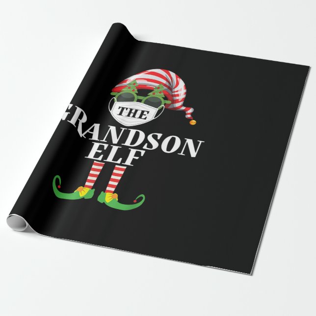 Grandson Elf Matching Christmas Geschenkpapier (Ungerollt)