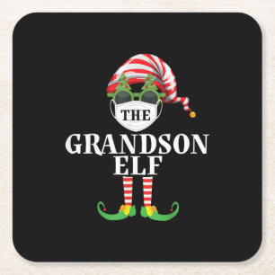 Grandson Elf Matching Christmas Rechteckiger Pappuntersetzer