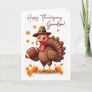 Grandson Erntedank Funny Turkey mit Fußball Karte