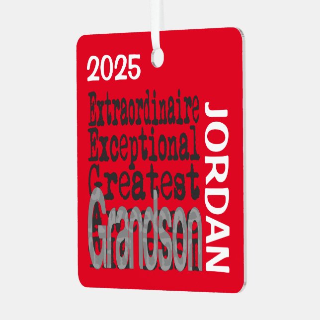 Grandson Extraordinaire CUSTOM Ornament Aus Metall (Vorderseite links)