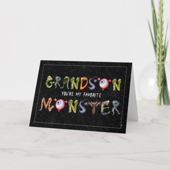 Grandson Favorite Monster Funny Halloween Karte (Vorderseite)