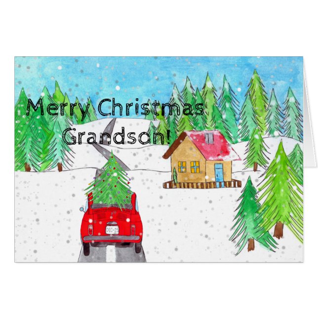 Grandson Fiat 500 im Schneewald individuell anpass (Vorderseite (Horizontal))