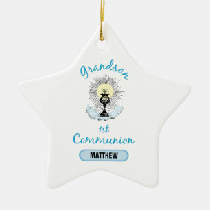 Grandson First Communation, Blue Cup Keramikornament