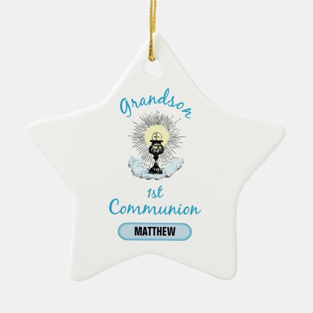 Grandson First Communation, Blue Cup Keramikornament (Vorne)