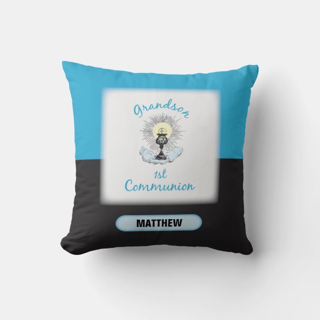Grandson First Communation, Blue Cup Kissen (Vorderseite)