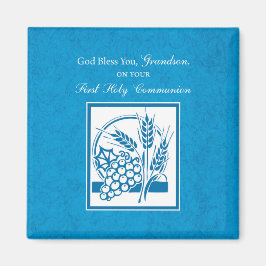 Grandson First Communion Blue, Weizen, Trauben Magnet