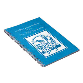 Grandson First Communion Blue, Weizen, Trauben Notizblock