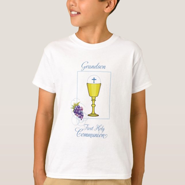 Grandson First Communion, Chalice mit Gastgeber T-Shirt (Vorderseite)