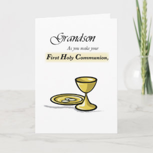 Grandson First Communion Gold Chalice, Paten Karte