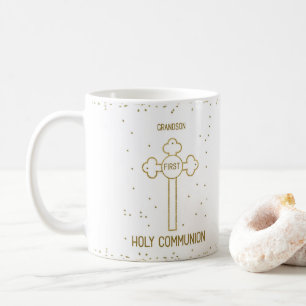 Grandson First Holy Communion Gold Look Cross Kaffeetasse