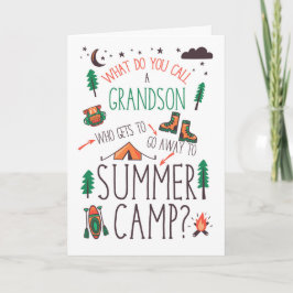Grandson Funny Summer Camp Orange Green Brown Karte
