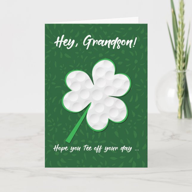 Grandson Golf Sports St. Patrick's Day Kleeblatt Karte (Vorderseite)