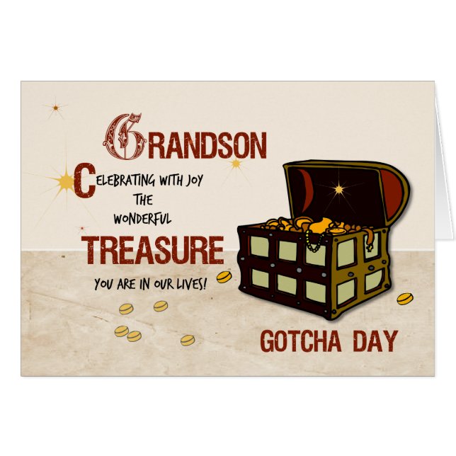 Grandson Gotcha Day with Pirate Treasure (Vorderseite (Horizontal))