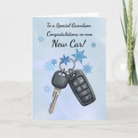 Grandson gratuliere New Car Winter Snowflakes