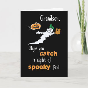 Grandson Halloween Baseball Ghost mit Pumpkin Karte