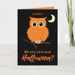 Grandson Halloween, der einen Hoot Owl-Spaß gibt Karte