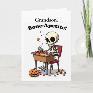 Grandson Halloween Funny Skeleton Bone-Apetite Karte