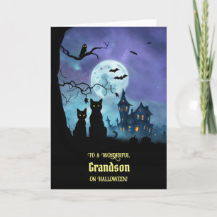 Grandson Halloween mit Niedlichen Katzen Karte