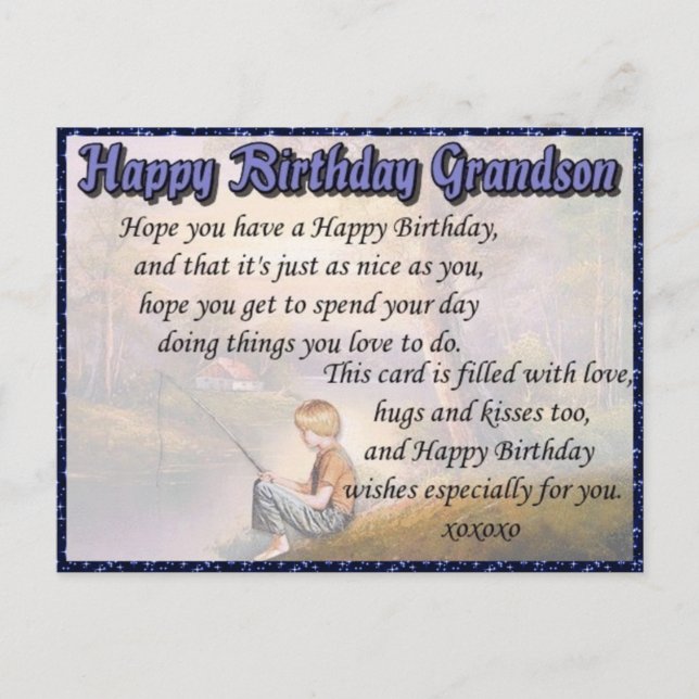 Grandson Happy Birthday Postkarte (Vorderseite)