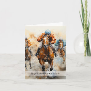 Grandson Horse Racing Birthday Karte