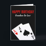 Grandson-in-Law-Poker Geburtstagskarte Karte<br><div class="desc">Geburtstagskarte für Ihren Schwiegersohn mit einem Asseepaar Poker in Herz und Pik,  mit schwarzem Hintergrund.</div>