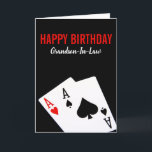 Grandson-in-Law-Poker Geburtstagskarte Karte<br><div class="desc">Geburtstagskarte für Ihren Schwiegersohn mit einem Asseepaar Poker in Herz und Pik,  mit schwarzem Hintergrund.</div>