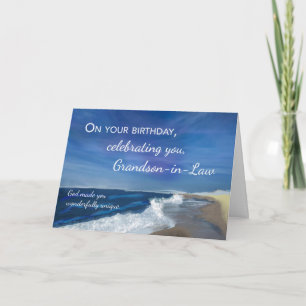 Grandson in Law Religious Birthday Waves on Ocean Karte