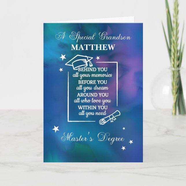 Grandson Master's Degree Abschluss Quote Karte (Vorderseite)