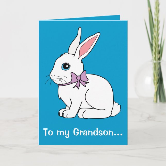 Grandson Oaster Bunny Feiertagskarte (Vorderseite)