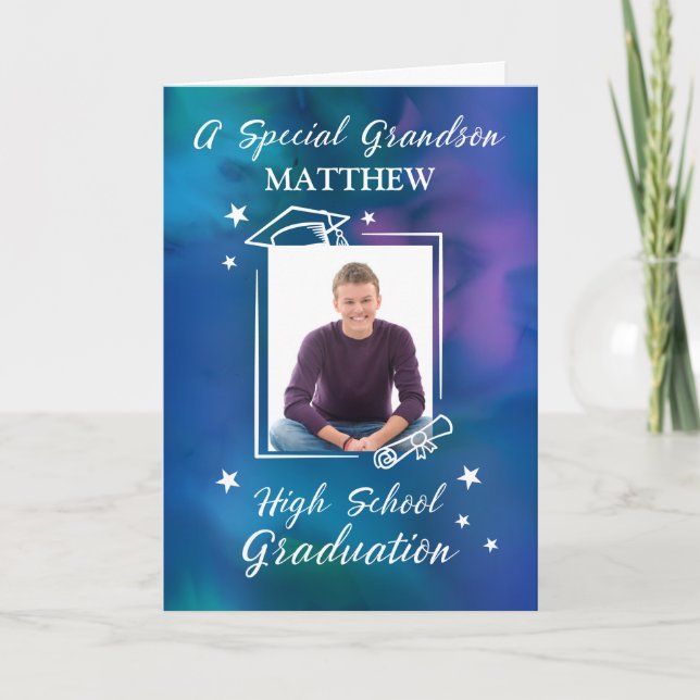 Grandson Personalize High School Abschluss Karte (Vorderseite)