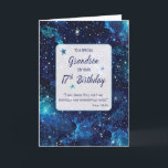 Grandson Religious 17. Geburtstagsstars in Galaxy Karte<br><div class="desc">Feiern Sie mit dieser stellaren Karte den 17. Geburtstag Ihres Enkels. Die kosmische Bildsprache und die herzliche Botschaft verkörpern die Vorstellung,  dass selbst unter den großen Sternen er sich als eine einzigartige Schöpfung Gottes hervorhebt.</div>