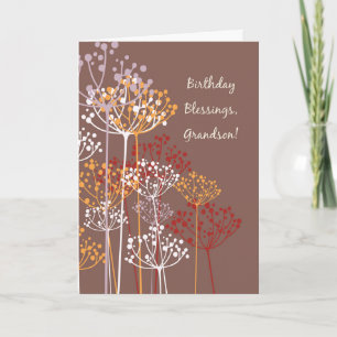 Grandson Religious Birthday Segings Rustic Brown Karte