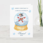 Grandson Snow Globe Snowman Weihnachten<br><div class="desc">Farbenfrohe Weihnachtskarte für Ihren kleinen Grandson - Weihnachtsschneekugel mit Snowman drinnen.</div>