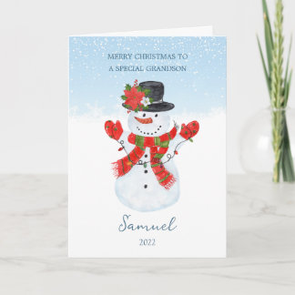 Grandson Snowman Weihnachtskarte Feiertagskarte
