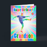 Grandson Soccer Player Geburtstag farbenfroh Abstr Karte<br><div class="desc">Eine helle Geburtstagskarte für Ihren Liebsten,  mit Fußball- und Fußball-Spieler und vielen fab hellen Farben,  modern und stilvoll mit abstrakten Formen.</div>