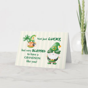 Grandson St. Patricks Day Gnomes Lucky und gesegne Karte