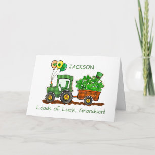 Grandson St Patricks Day Traktor Loads zum Glück Karte