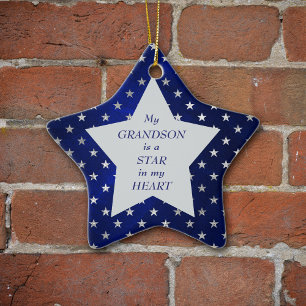 Grandson Star Pattern Keepake Keramik Ornament