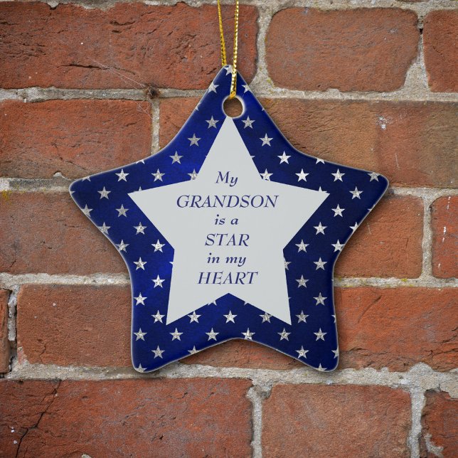 Grandson Star Pattern Keepake Keramik Ornament (Von Creator hochgeladen)