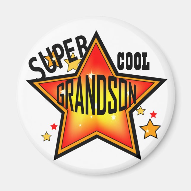 Grandson Super Cool Star Funny Magnet (Vorne)
